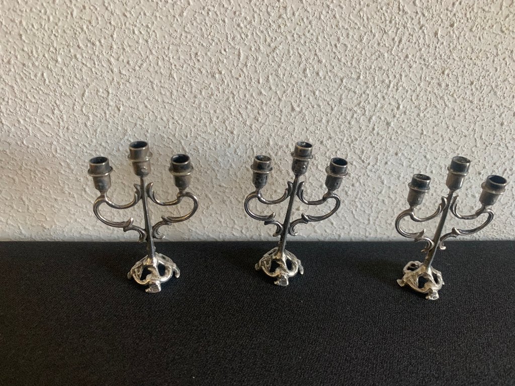 Miniatuur zilveren kandelaartjes, Ophalen of Verzenden, Zilver