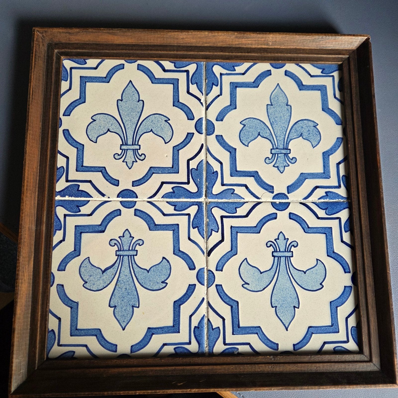 Vintage wanddecoratie met Delfts blauwe tegels, 30x30 cm, Ophalen of Verzenden