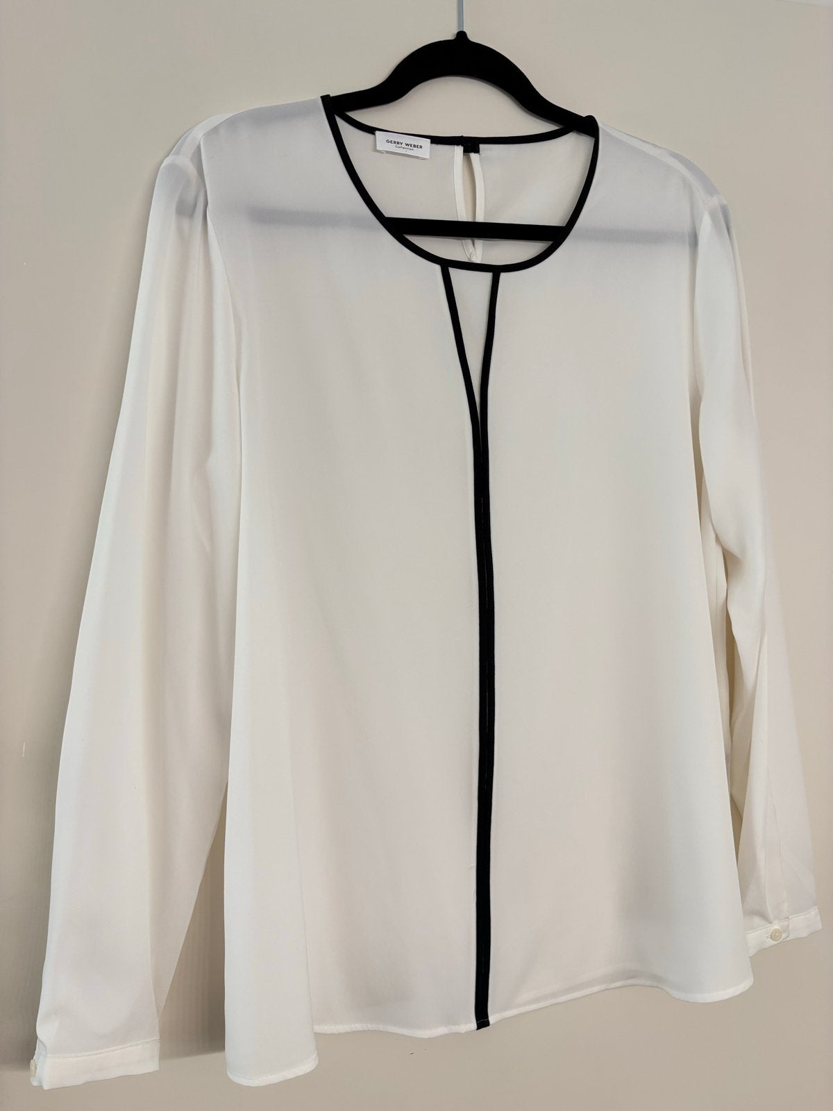 Gerry Weber Witte Blouse met Zwarte Bies, Verzenden, Zo goed als nieuw, Maat 38/40 (M), Wit