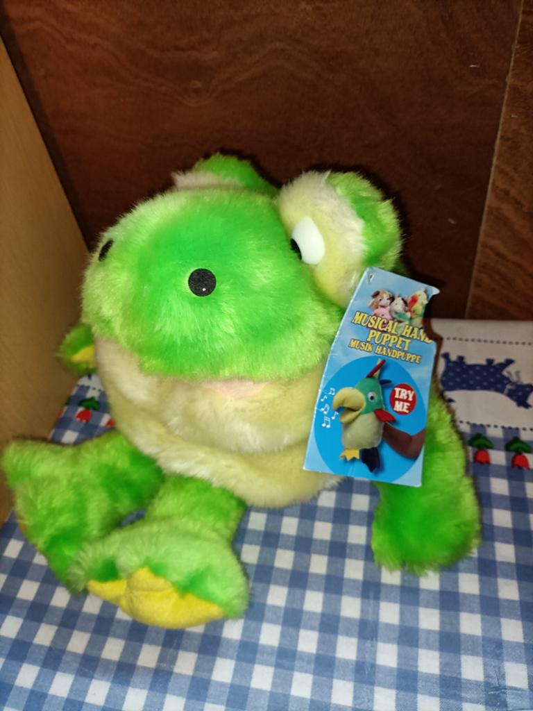 Musical kikker handpop Eddy Toys Musik handpuppet, Ophalen of Verzenden, Zo goed als nieuw