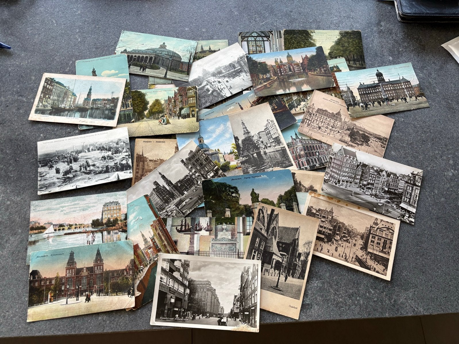 34 Oude Ansichtkaarten Amsterdam - Begin 20e Eeuw, Ophalen of Verzenden, Voor 1920, Gelopen, Noord-Holland