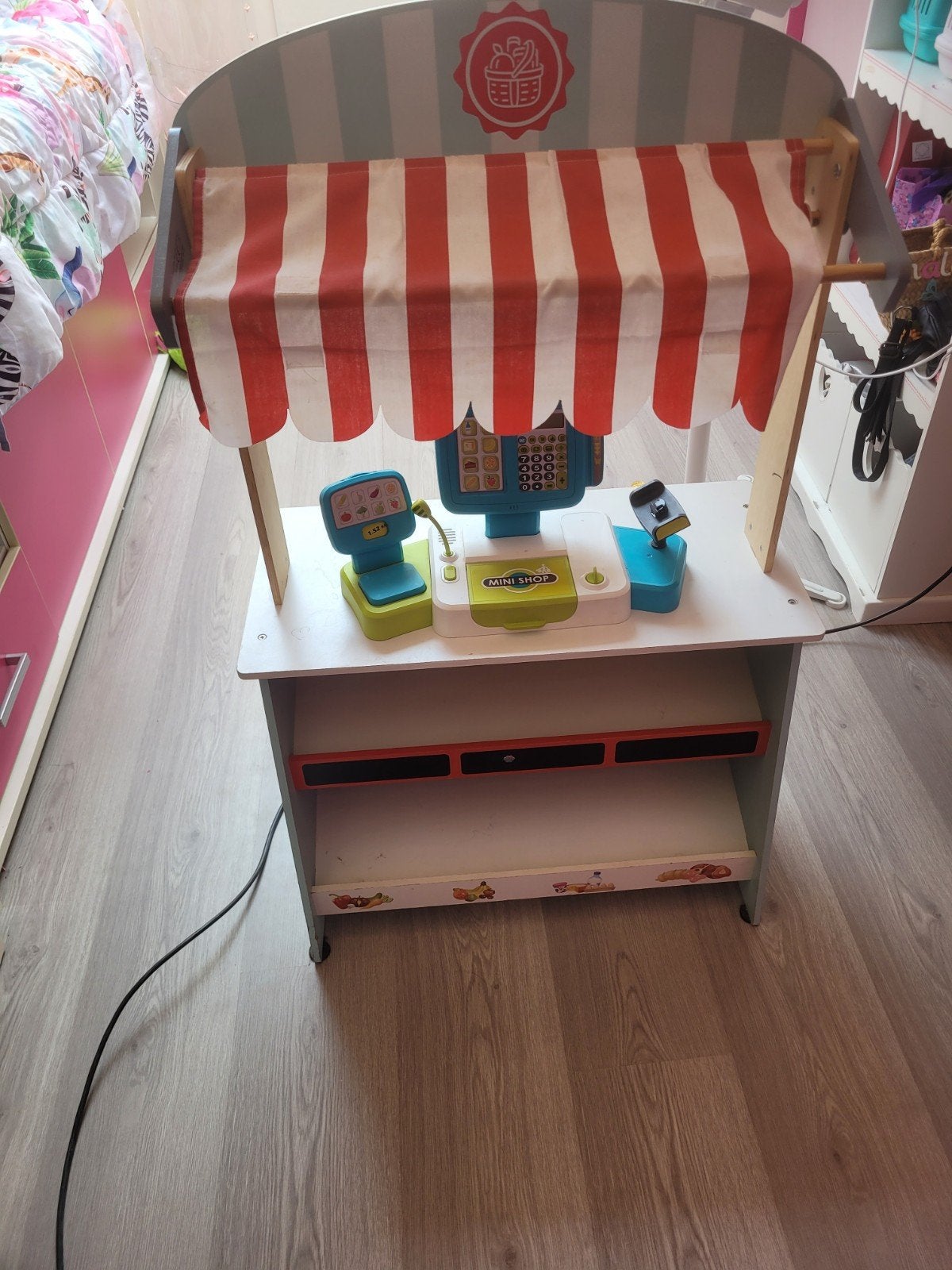 Houten Speelgoed Winkeltje met Kassa en Luifel, Ophalen, Gebruikt, Jongen of Meisje