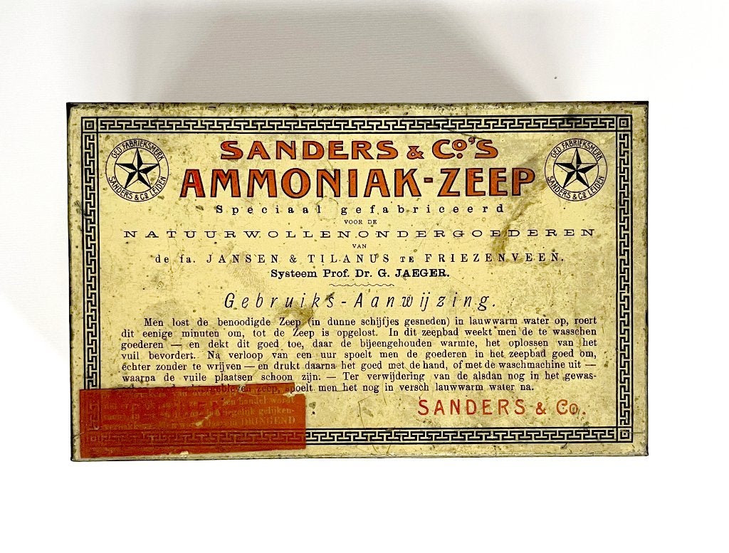 Sanders & Co Ammoniak Zeep Stoom-Zeepfabriek Leiden ca.1915, Verzamelen, Blikken, Ophalen of Verzenden, Gebruikt, Overige, Overige merken