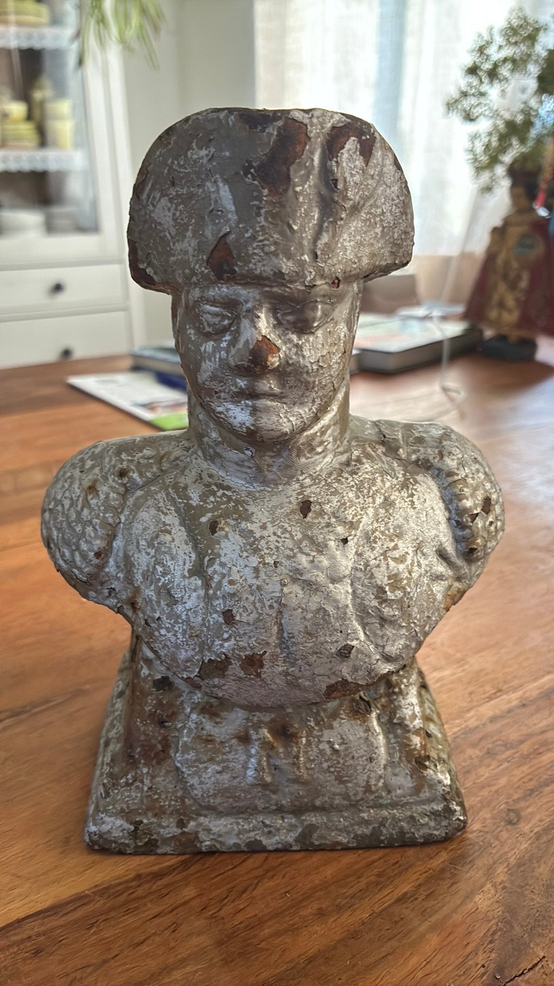 Antieke napoleon buste ., Gebruikt, 20 cm, Ophalen of Verzenden, Zilver