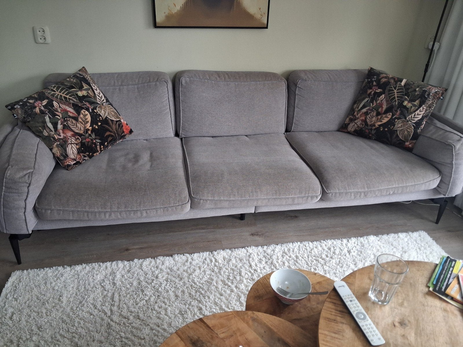 Gebruikte grijze bank (exclusief sierkussens), Ophalen, 250 tot 300 cm, Gebruikt, Driepersoons