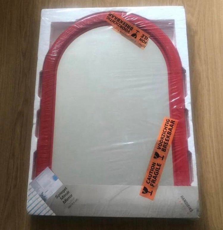 Space Age XXL spiegel Ketter for Plieger | Rood | jaren 70, Ophalen of Verzenden, Zo goed als nieuw, Minder dan 100 cm, Rechthoekig