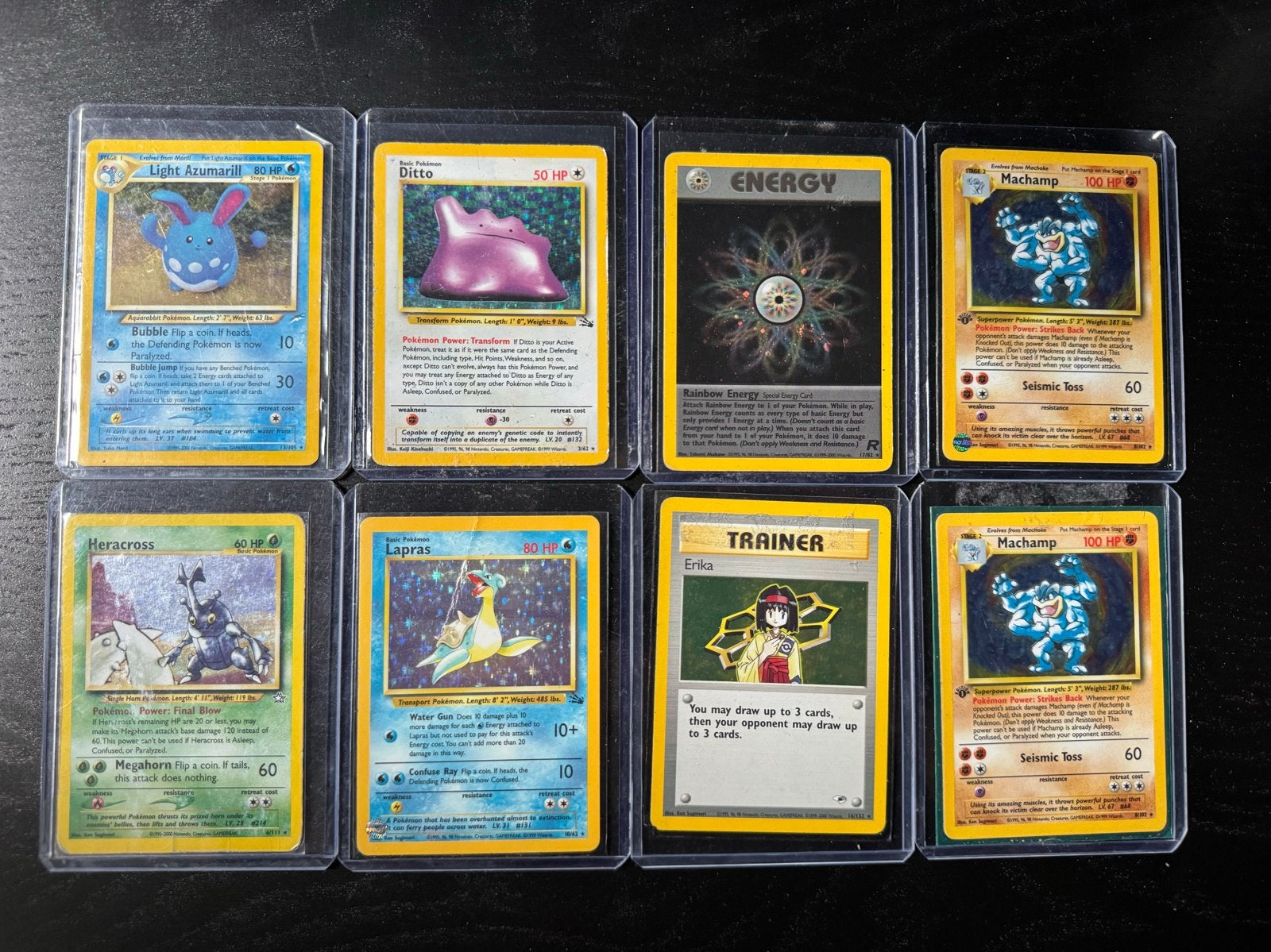 8 Oude Pokémon Hits: Base Set, Neo, Fossil, Gym Series, Ophalen of Verzenden, Gebruikt, Meerdere kaarten, Foil