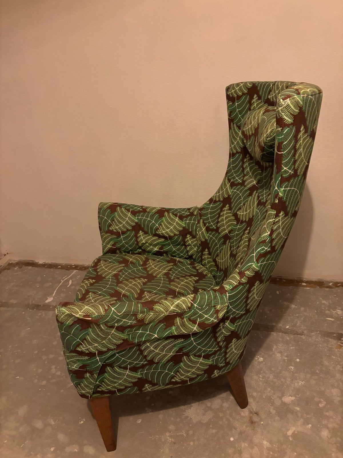 Ikea Stockholm Vintage Fauteuil met Bladprint, Huis en Inrichting, Fauteuils, Ophalen, Gebruikt, Stof, 75 tot 100 cm