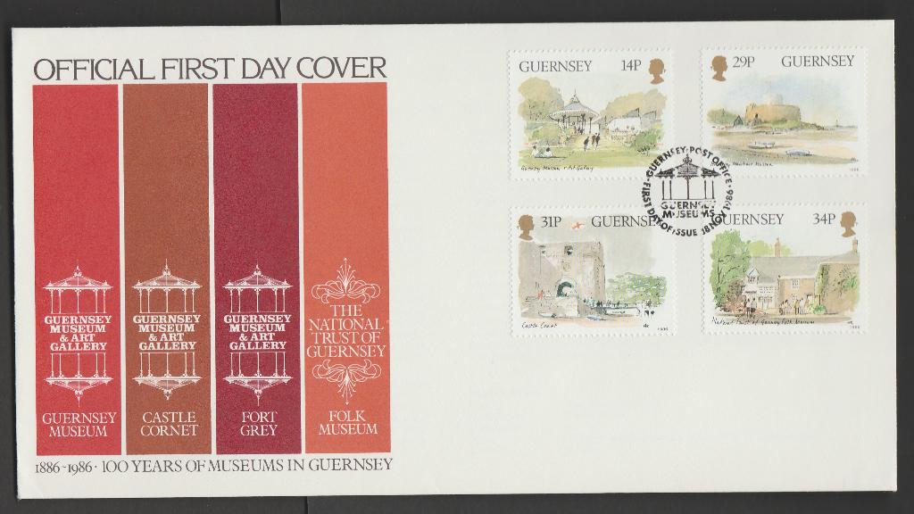 Guernsey - FDC Michelnr 369-372 - musea en kunstgalerie, Verzenden, Postfris