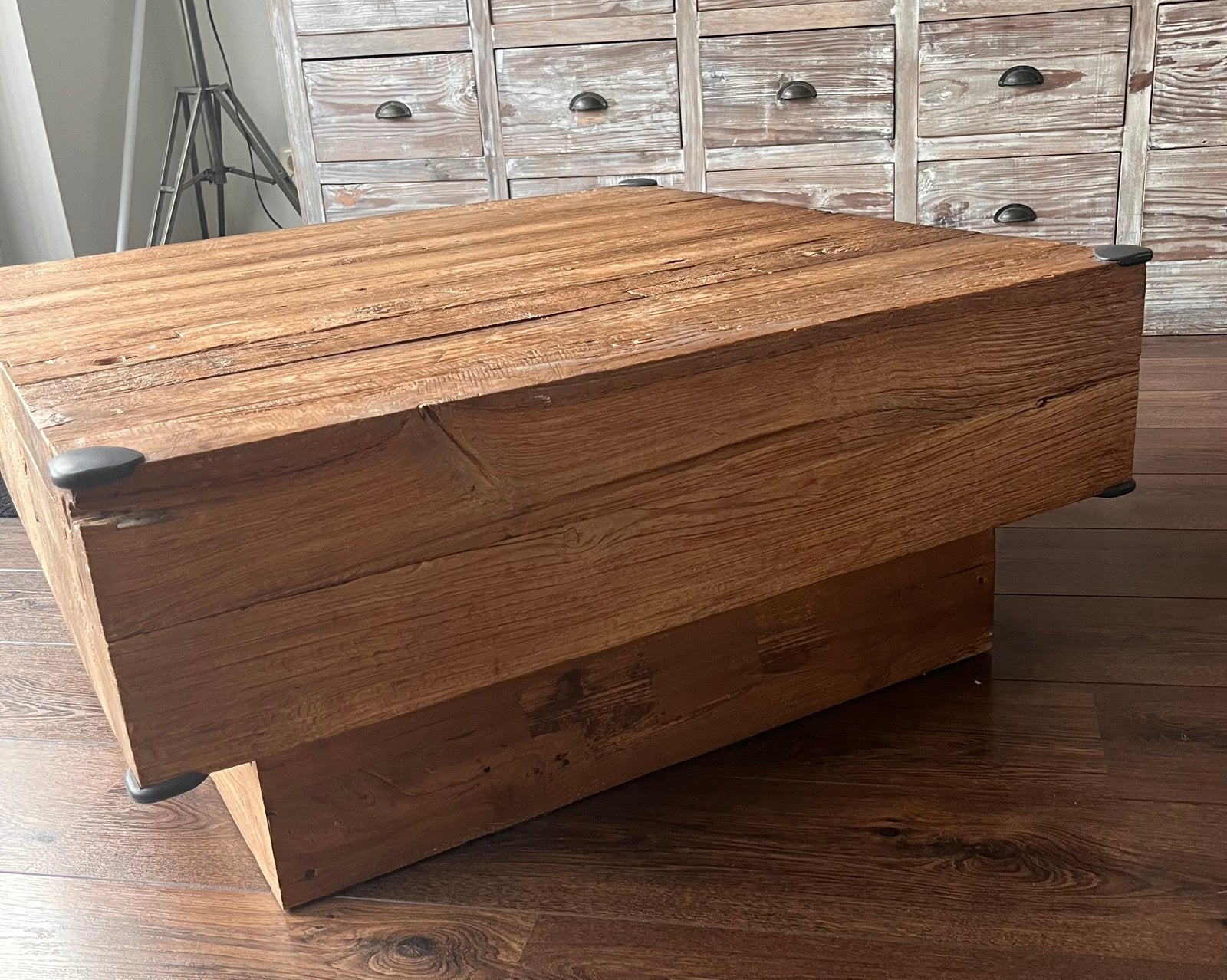 Massief teakhouten salontafel, Ophalen, Gebruikt, 50 tot 100 cm, Teakhout