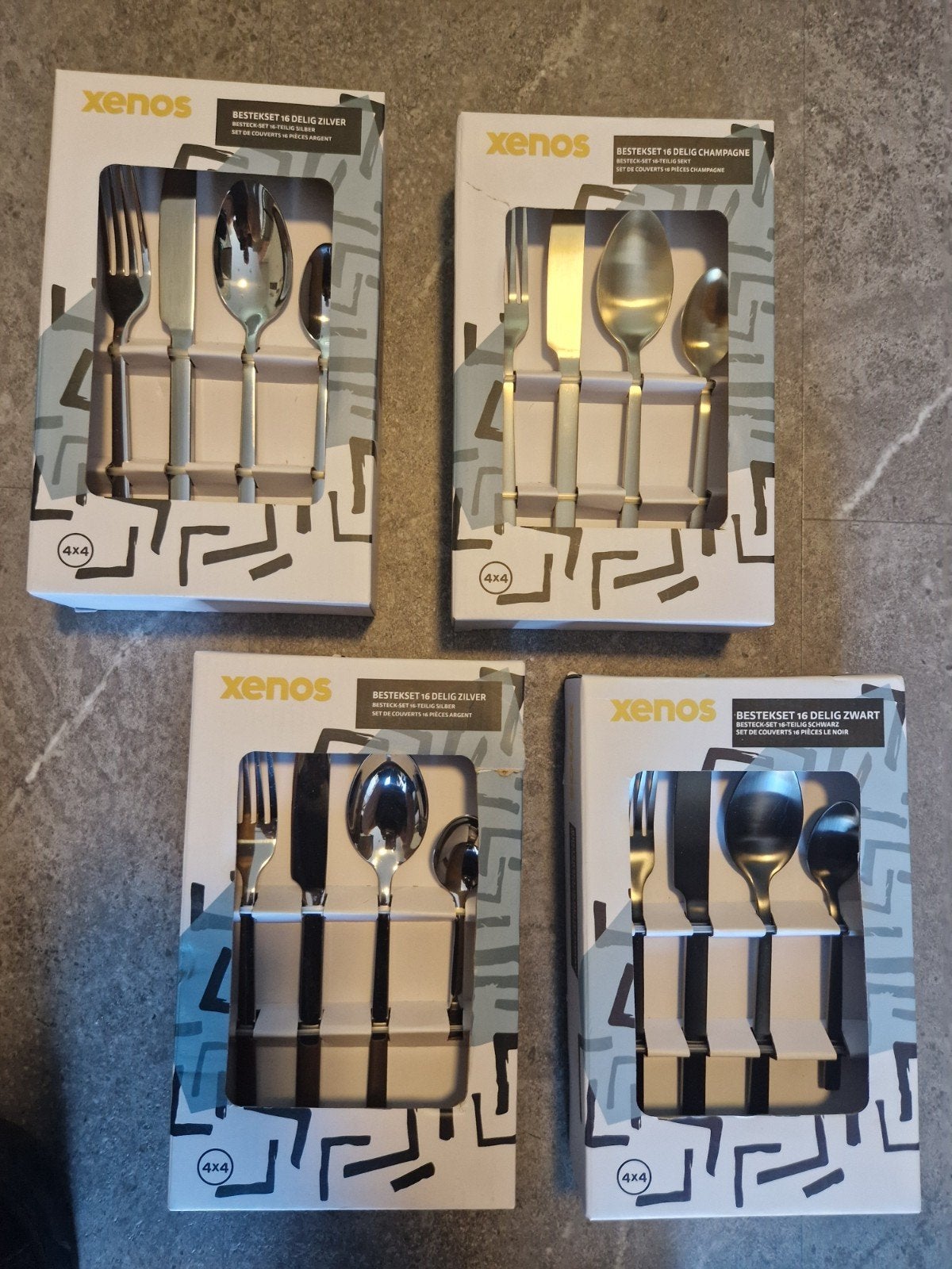 4x 16-delig bestekset van Xenos (64 stuks) 1 koop, Ophalen of Verzenden, Nieuw, Rvs of Chroom