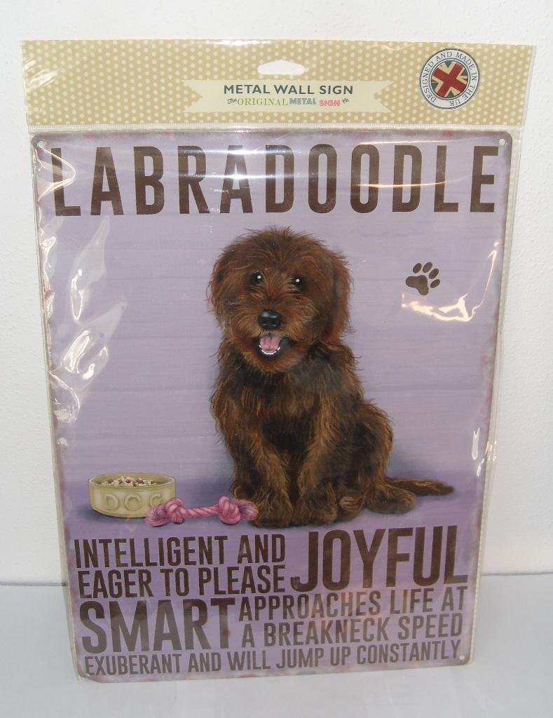 Labradoodle Wanbord Metalen Wandplaat Hond, Metaal, 30 cm, Meerkleurig, Nieuw