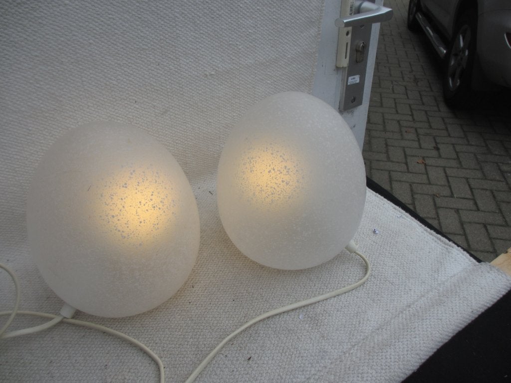 SET Vintage Murano glas Egg tafellamp glas '80, Huis en Inrichting, Gebruikt, Overige merken, Vintage, 20 cm