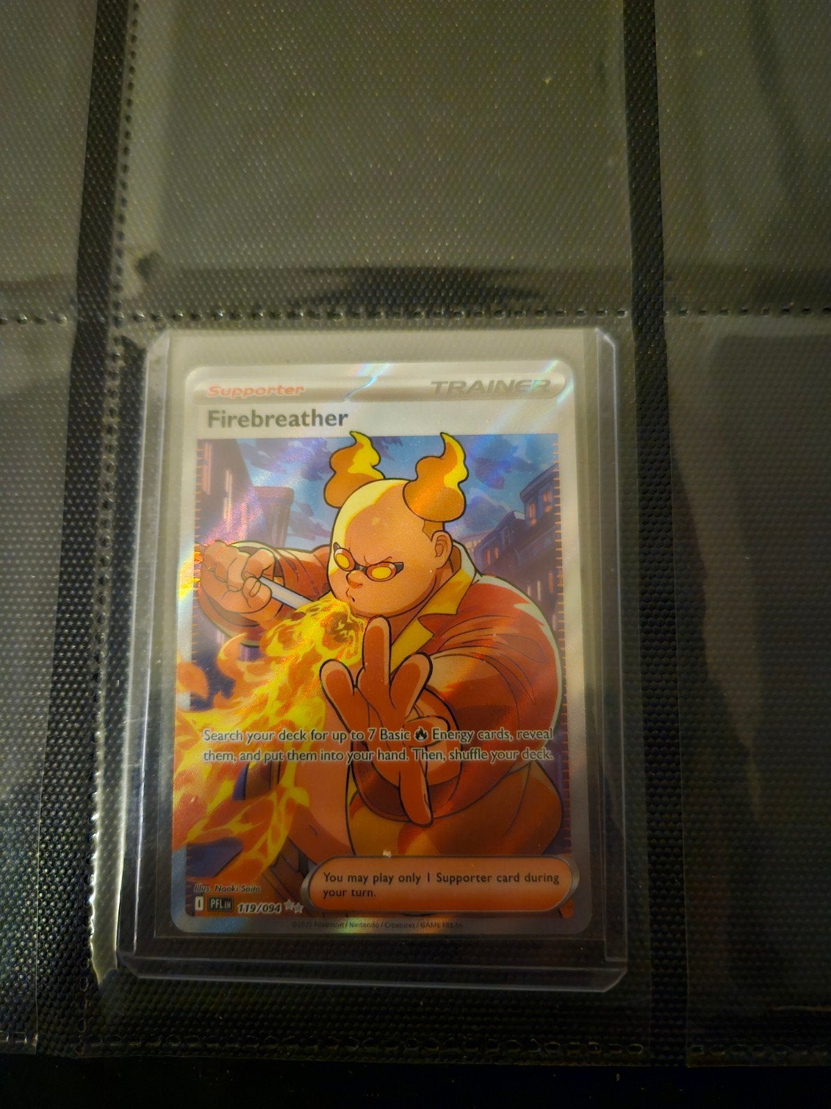Pokemon Firebreather 119/094 Phantasmal Flames, Ophalen of Verzenden, Zo goed als nieuw, Losse kaart, Foil