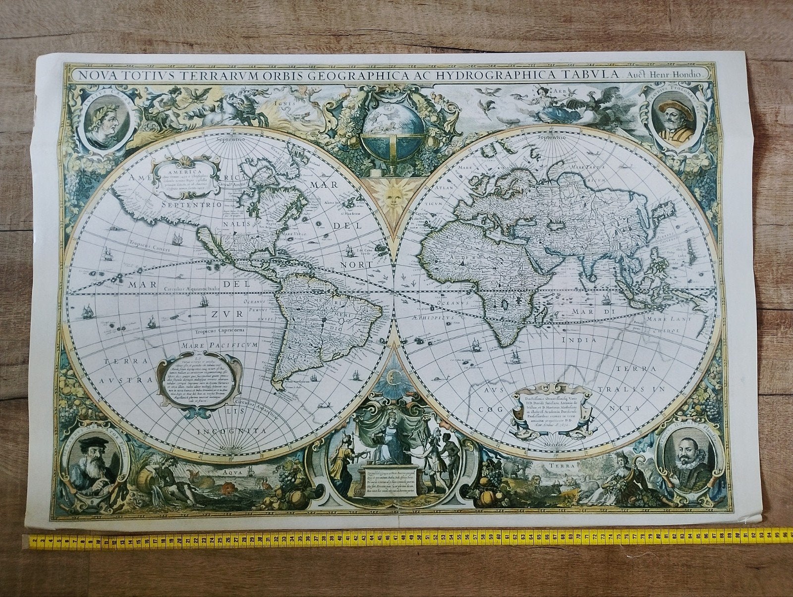 Antieke Wereldkaart Nova Totius Terrarum Orbis Geographica, Boeken, Atlassen en Landkaarten, Henricus Hondius, Ophalen of Verzenden