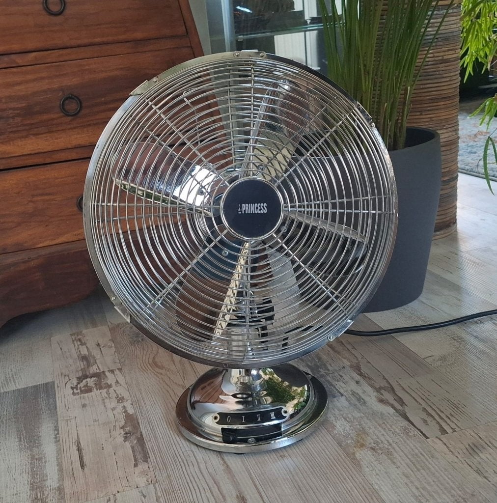 Prachtige Retro Ventilator Tafelmodel Full Metal, Witgoed en Apparatuur, Ventilatoren, Ophalen, Gebruikt, Tafelventilator