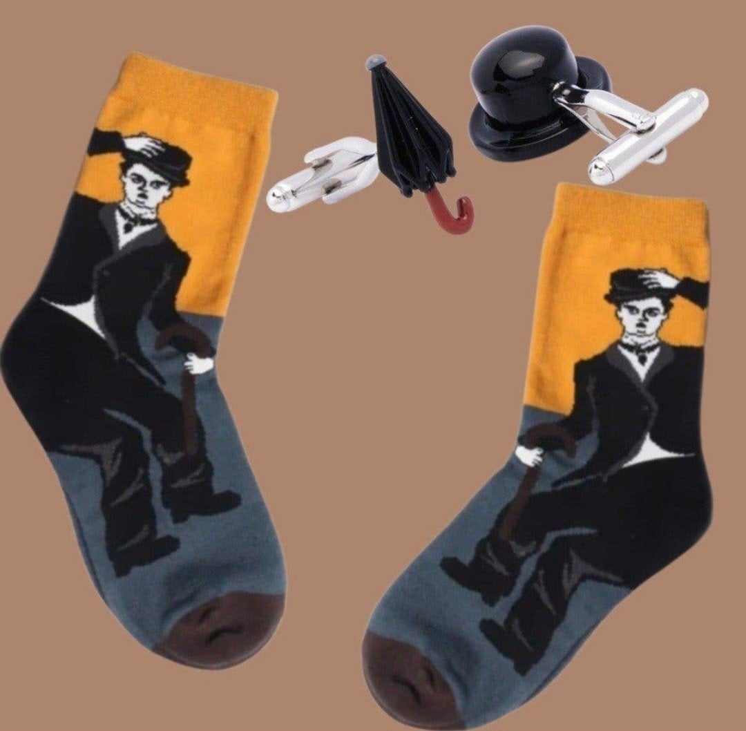 CHARLIE CHAPLIN SOKKEN  - MANCHETKNOPEN PARAPLU & BOLHOED, Ophalen of Verzenden, Nieuw