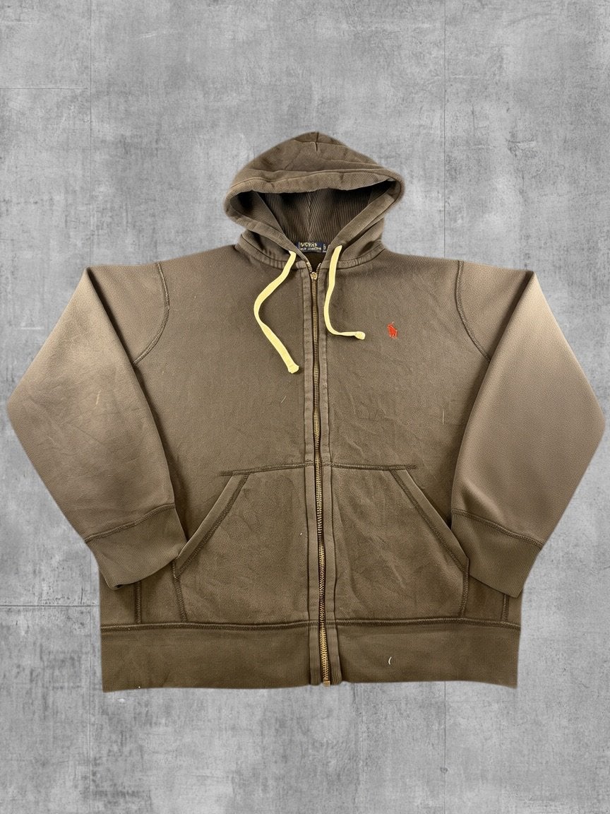 Polo Ralph Lauren hoodie met rits grijs heren maat L, Kleding | Heren, Verzenden, Zo goed als nieuw, Maat 52/54 (L), Grijs