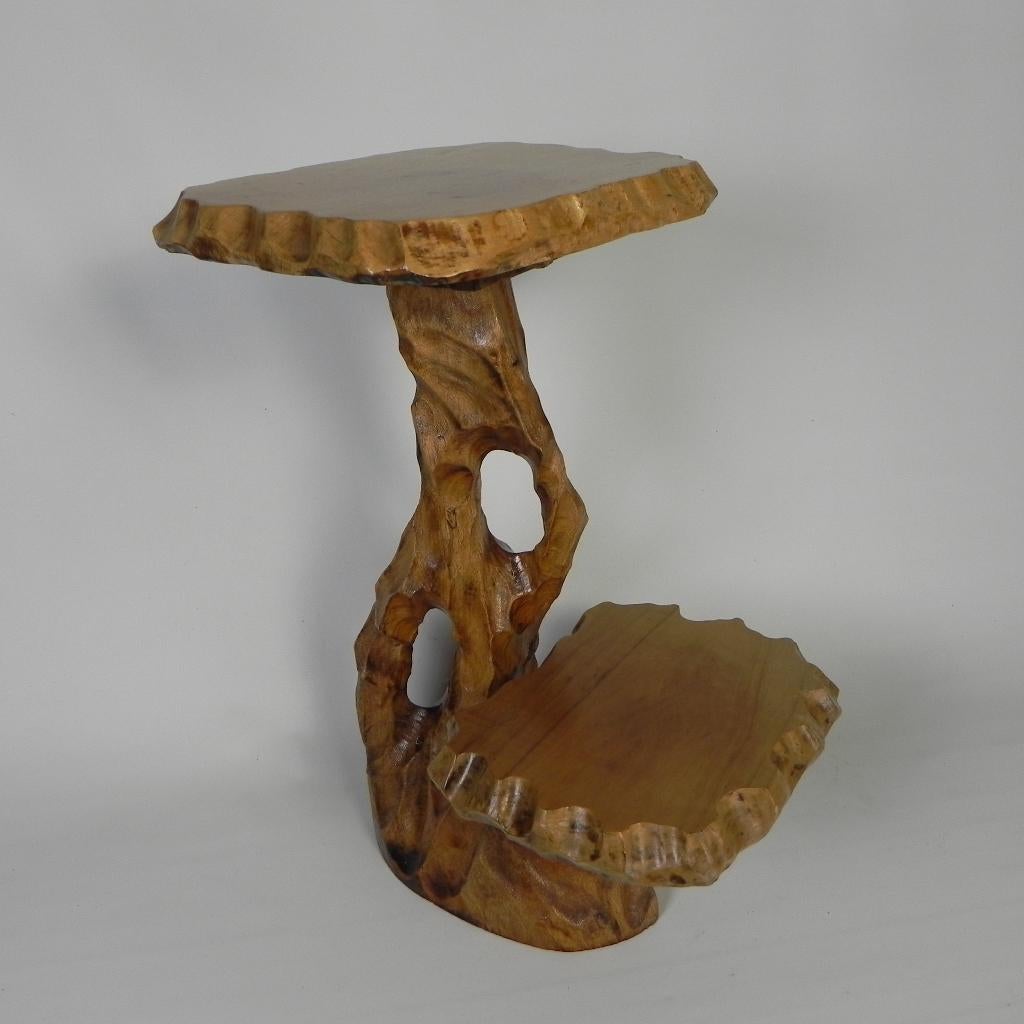 Plantentafel met 2 plateaus, houtsnijwerk jaren 50, Ophalen of Verzenden