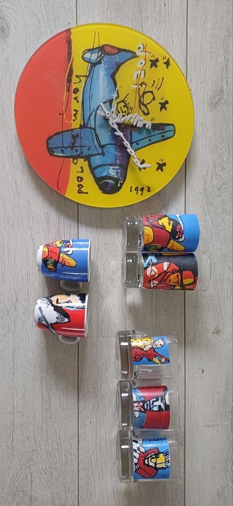 Vintage Herman Brood art set ( glazen klok ), Ophalen, Wandklok