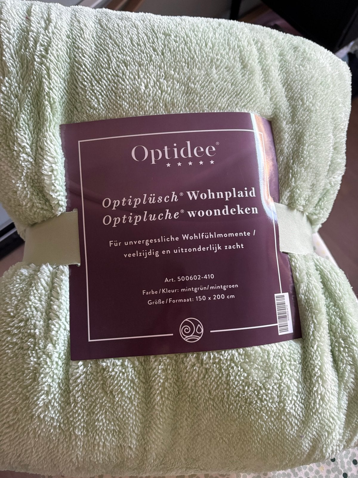 Optidee Optipluche Woondeken - Mintgroen 150x200 cm, Woondeken, Geschikt voor droger, Verzenden, Nieuw