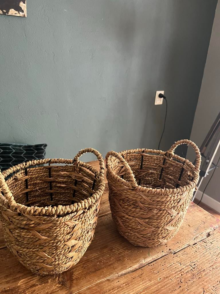 Set van 2 Rotan Manden - Decoratief en Praktisch, Gebruikt, Mand, Rond, Ophalen of Verzenden
