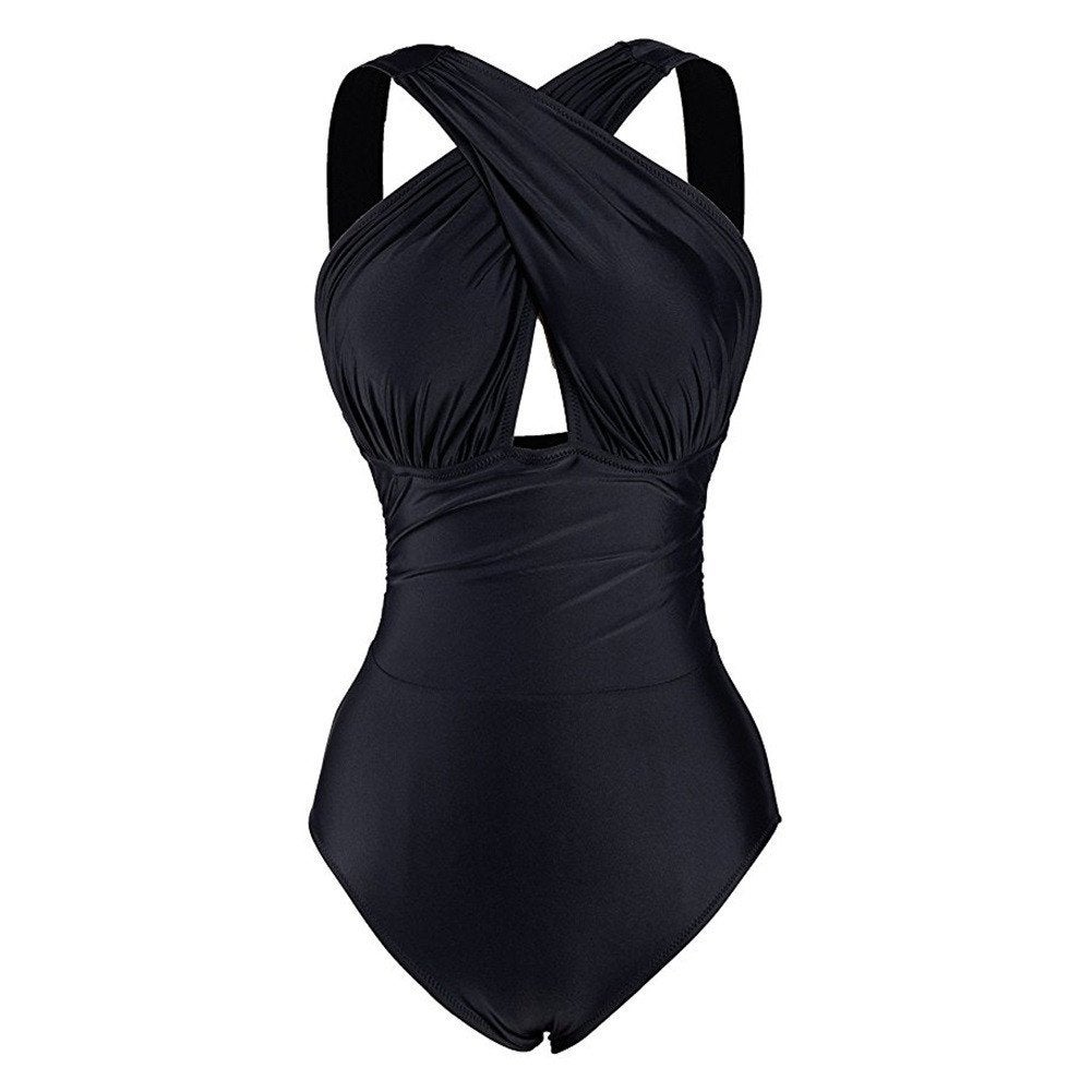 Zwarte monokini (zwempak bikini one piece maat S M L XL), Verzenden, Nieuw, Zwart, Badpak