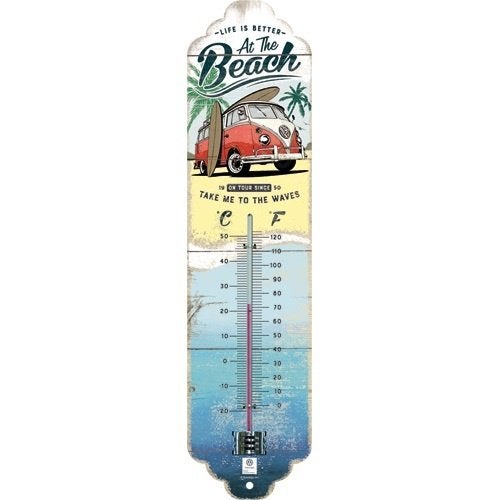 Volkswagen VW Bulli Beach metalen reclame thermometer deco, Ophalen of Verzenden, Nieuw, Auto's