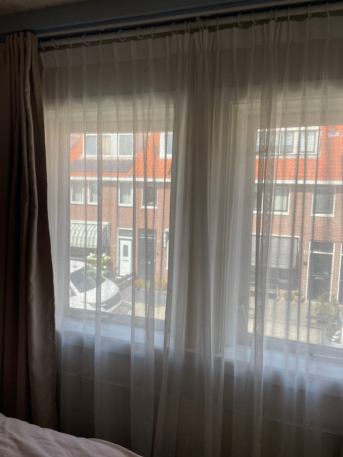witte vitrage, Wit, Ophalen of Verzenden, Zo goed als nieuw, Plooiafwerking