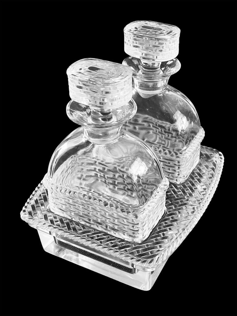 Lalique France olie- en azijnstel, Bangkok patroon, IZGS, Ophalen of Verzenden
