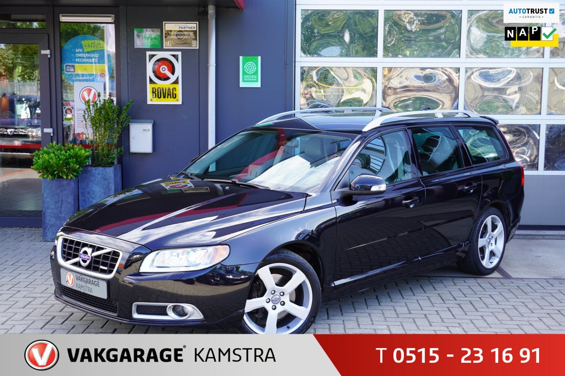 Volvo V70 2.0T R-Edition 203PK Leder/Navi/Clima/Cruise/PDC, Euro 5, 4 cilinders, Zwart, 203 pk