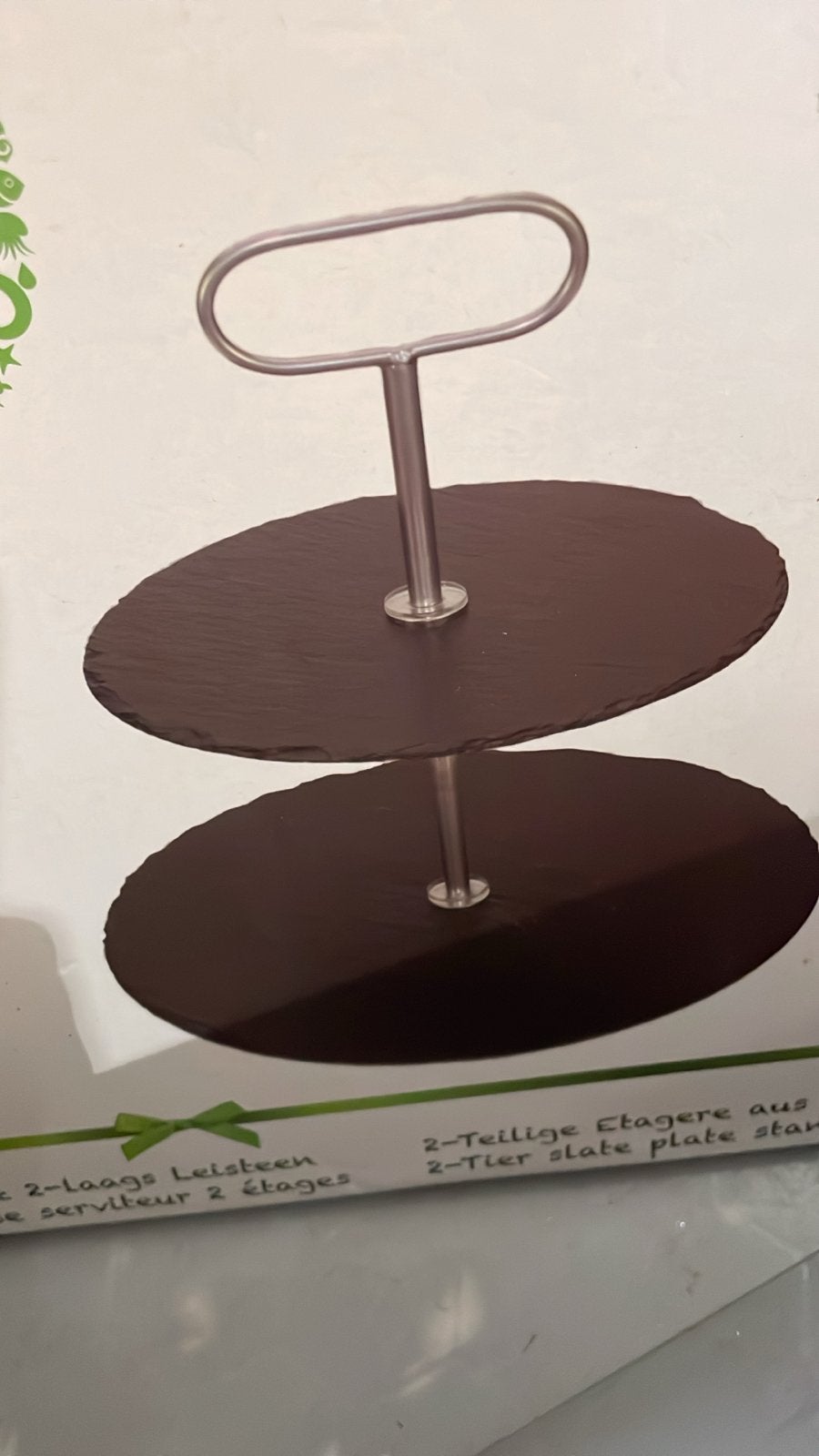2-Laags Leisteen Etagère - Serveerstandaard, Ophalen, Nieuw, Rond, Overige materialen