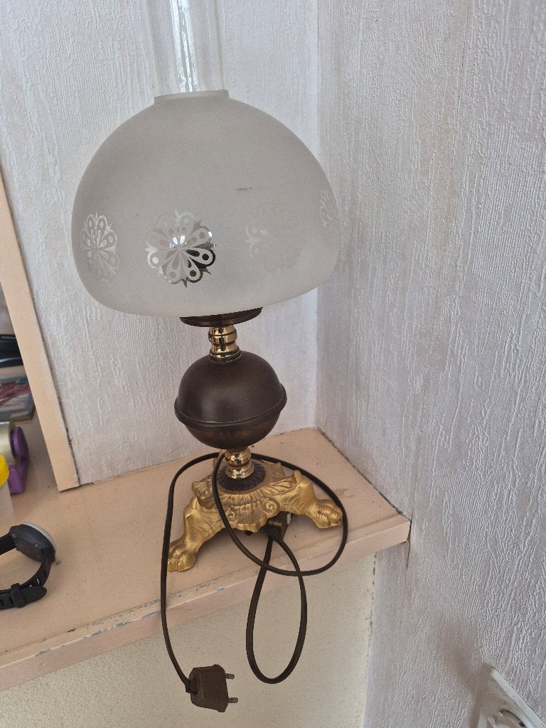 Tafellamp met glazen kelk, antiek / vintage, Antiek en Kunst, Antiek | Lampen, Ophalen