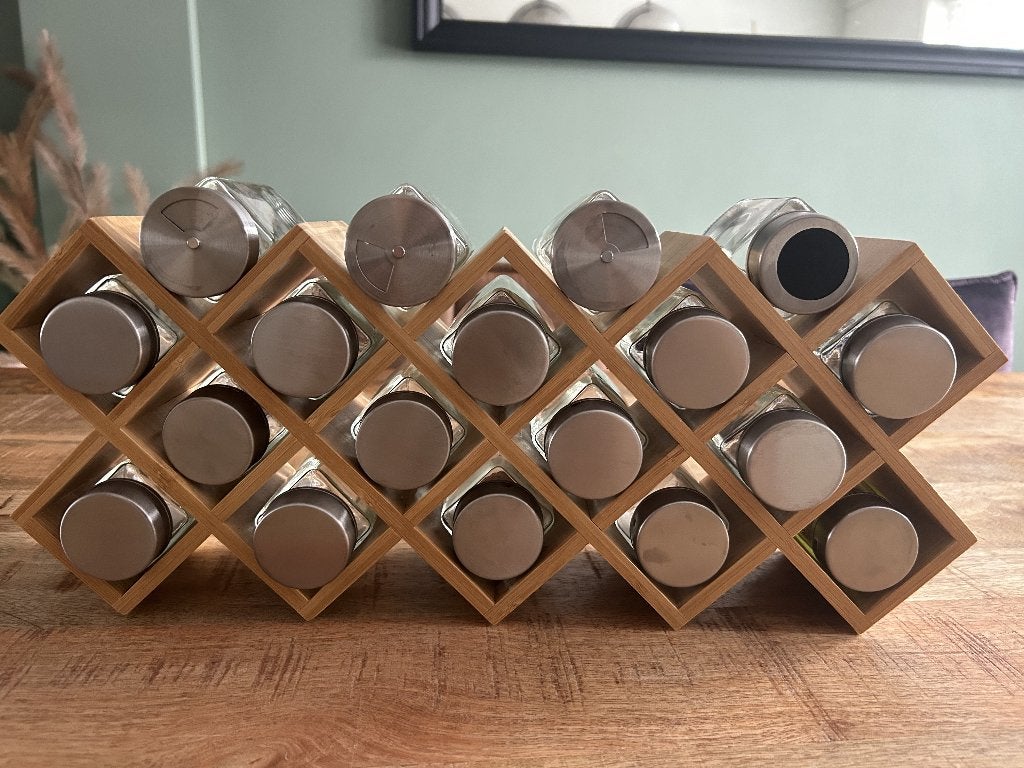 Kruidenrekje incl. 18 potjes, Hout, Ophalen, Beige, Overige typen