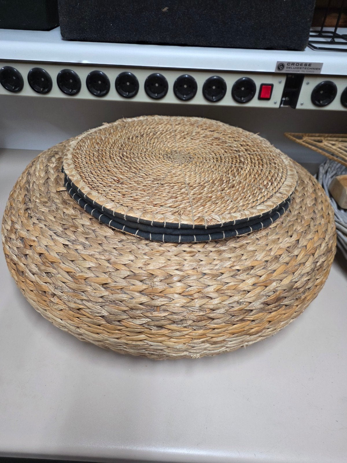 Zeegras poef met kussen, Ophalen, Rond, Minder dan 50 cm, Minder dan 50 cm