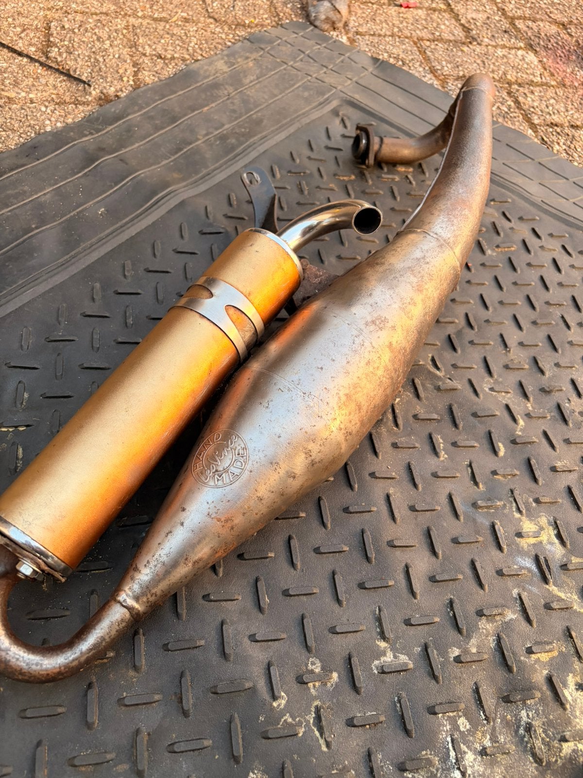 LeoVince Handmade terugloop uitlaat Piaggio 50/70cc, Ophalen of Verzenden, Gebruikt