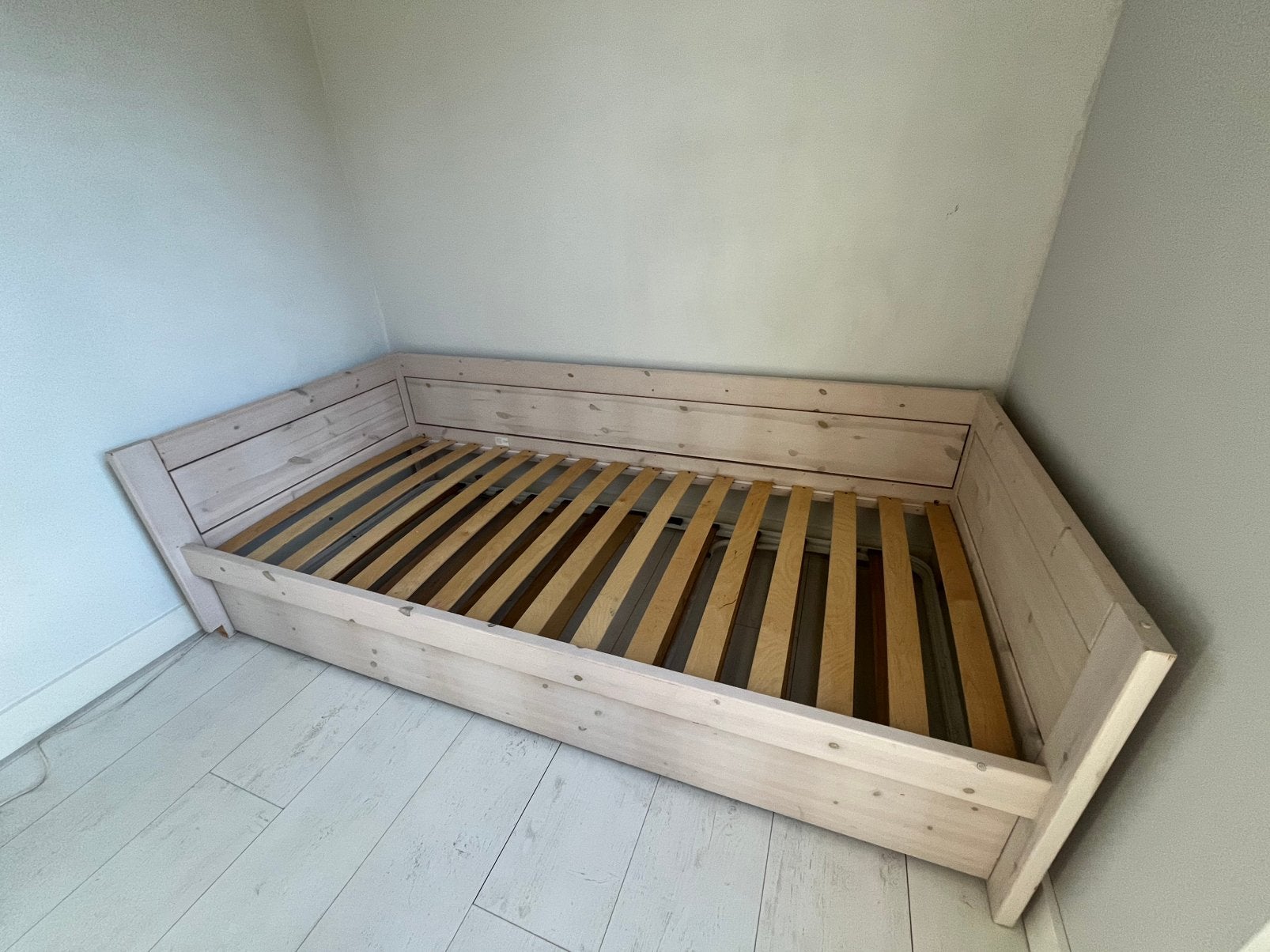 Lifetime bed (white wash) met onderschuifbed voor tieners, Huis en Inrichting, Ophalen, Gebruikt, 90 cm, 200 cm