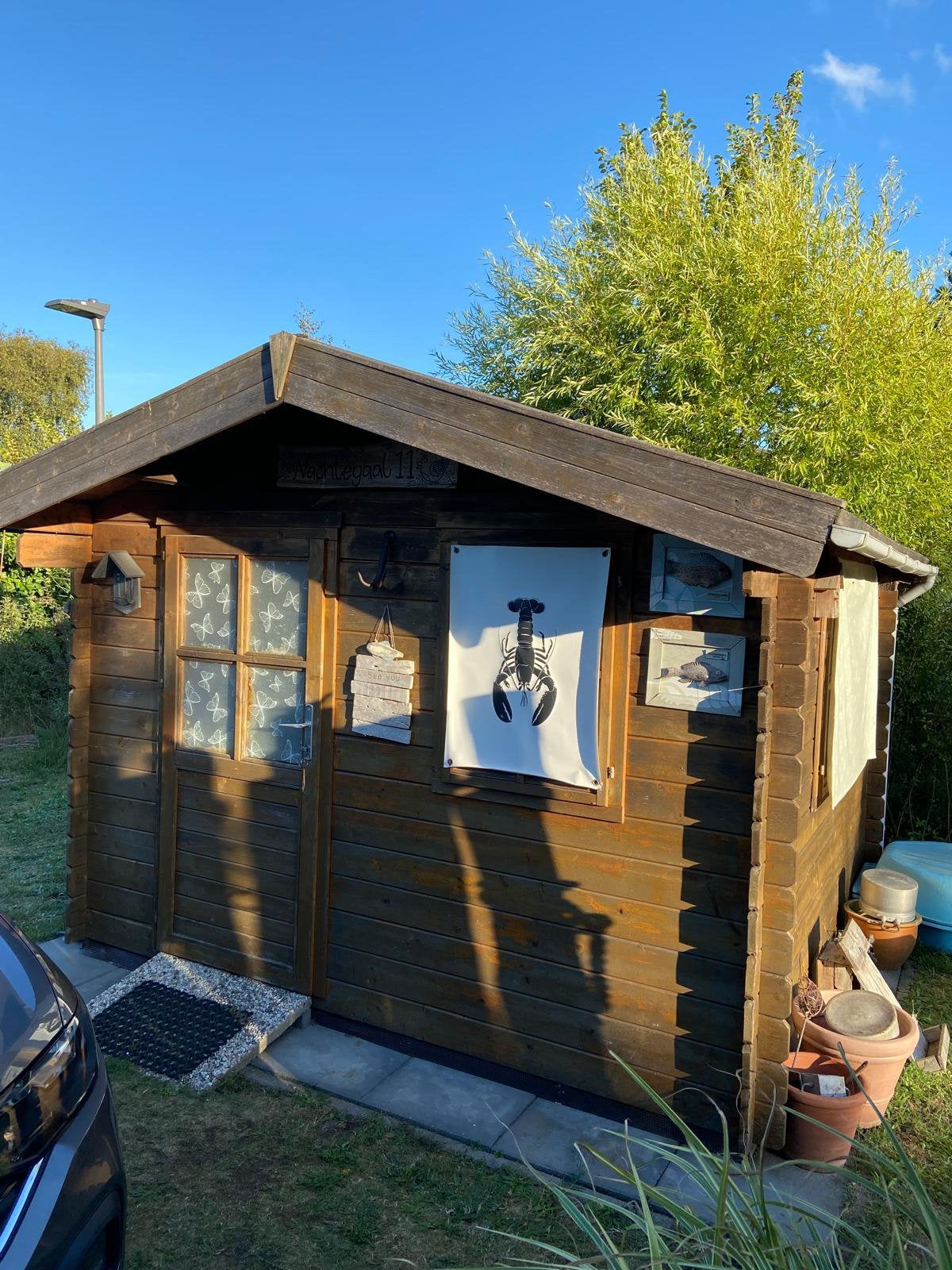 Houten tuinhuis / blokhut 2,98 x 2,98 m - zelf demonteren, Ophalen, 250 tot 500 cm, Blokhut, Hout