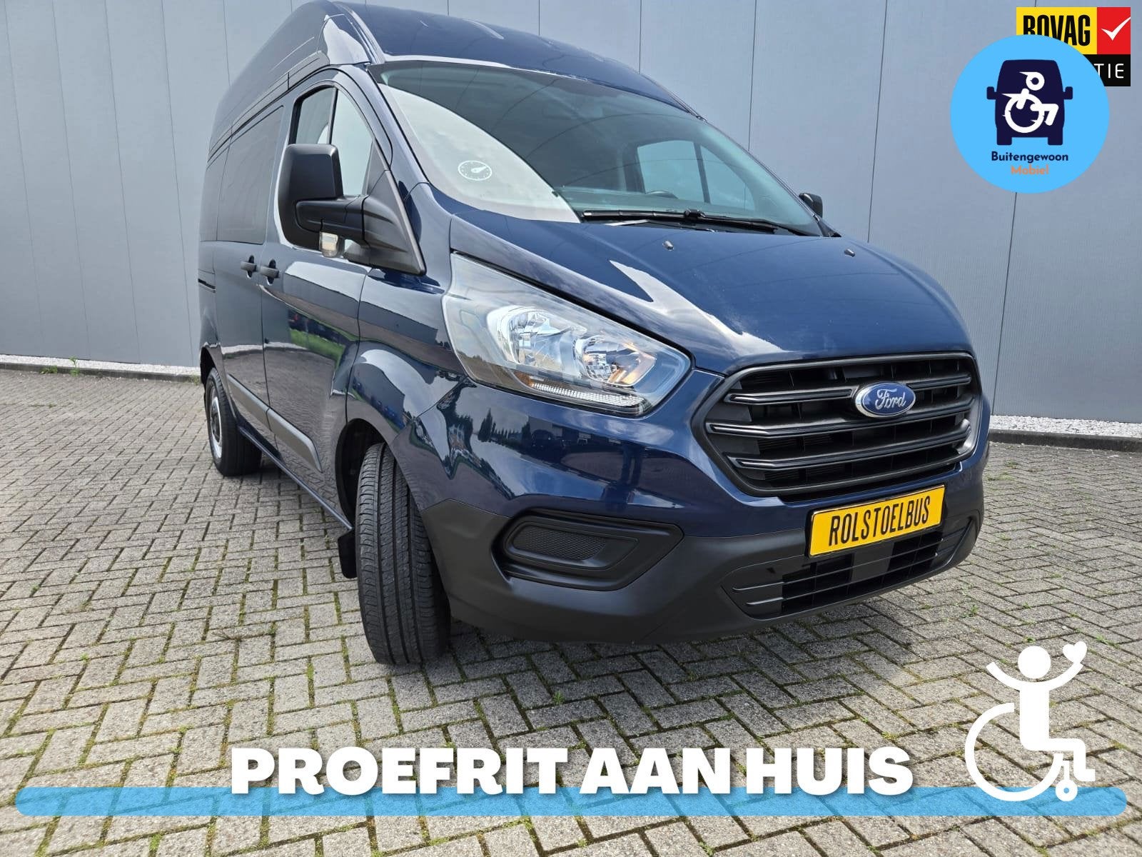 Ford Transit Custom 2.0 TDCI L1H2 | Rolstoelbus | Airco | La, Auto's, Voorwielaandrijving, Stof, Gebruikt, Zwart