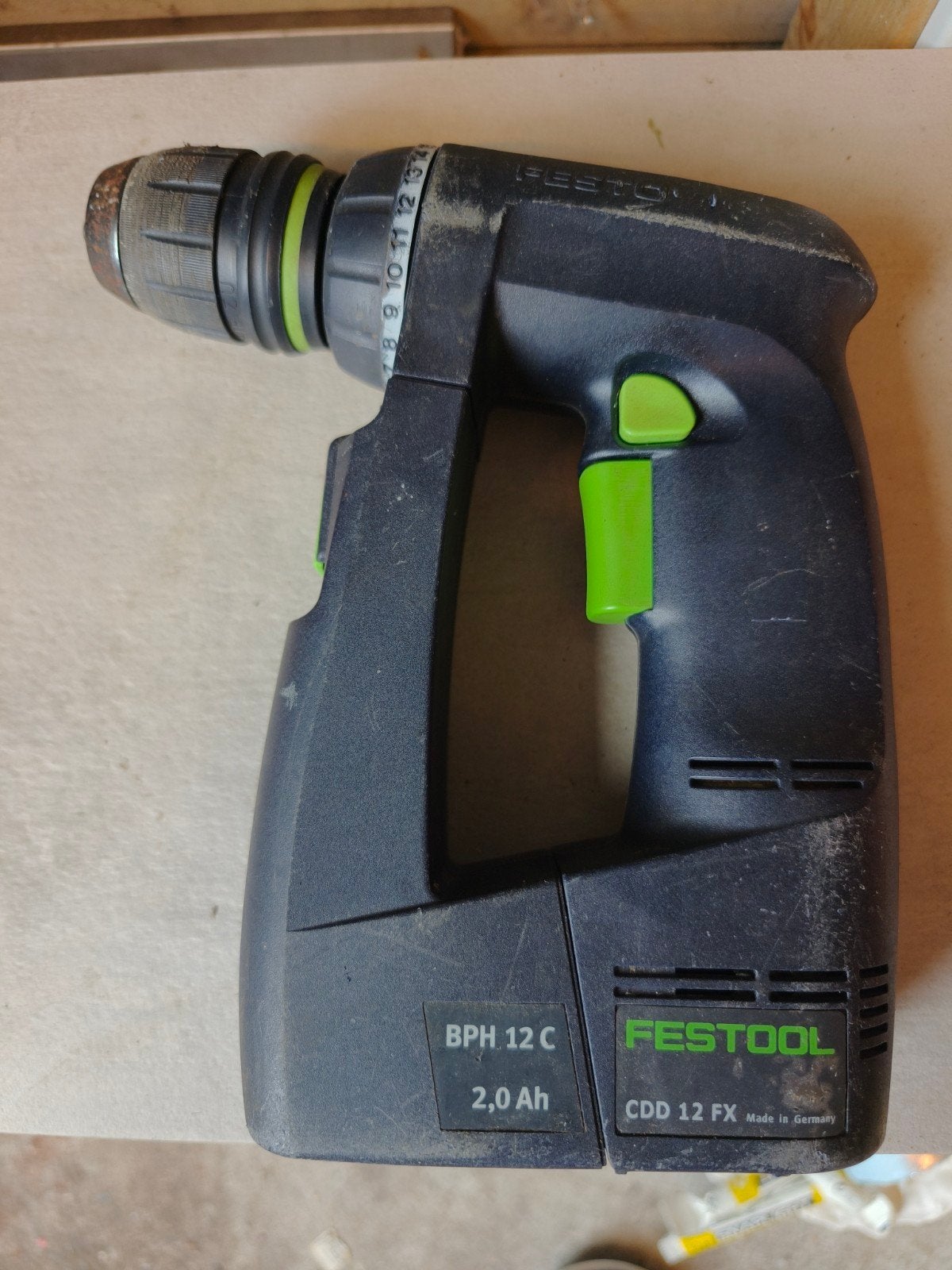 Festool CDD 12 FX accuboormachine+accuBPH 12 C Zonder lader, Gebruikt, Variabele snelheid, Ophalen of Verzenden, Boor- en Schroefmachine