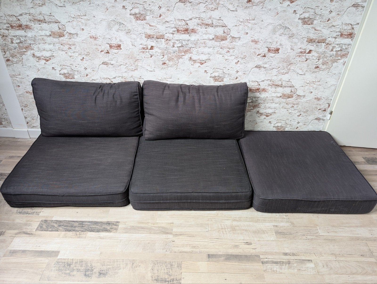 Modulaire tuinkussens - Grijs stof, Ophalen, Gebruikt, Modern, modulair, Minder dan 75 cm