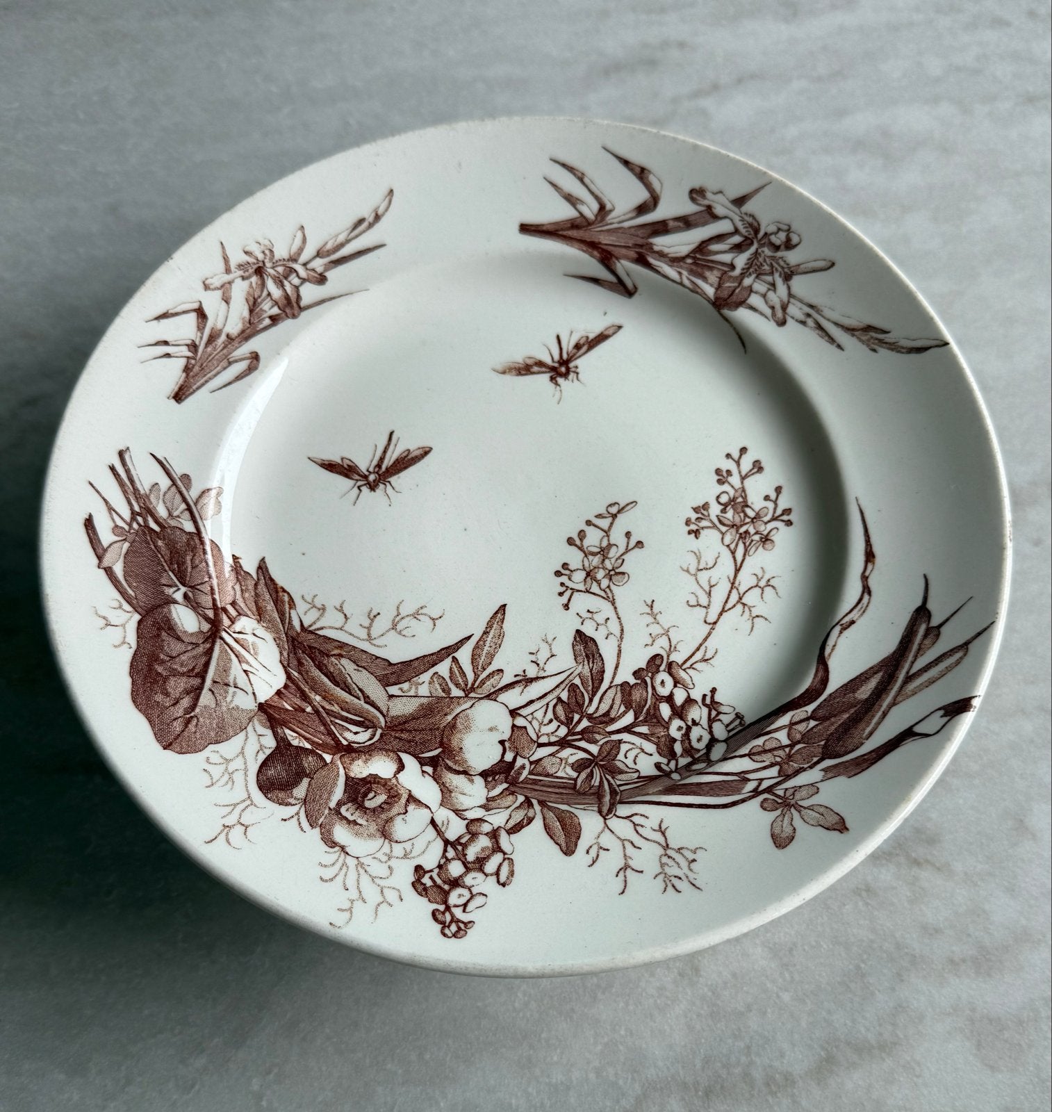 Antieke Franse Terre de Fer Compotier - Faïencerie de Gien, Antiek en Kunst, Antiek | Servies los, Ophalen of Verzenden