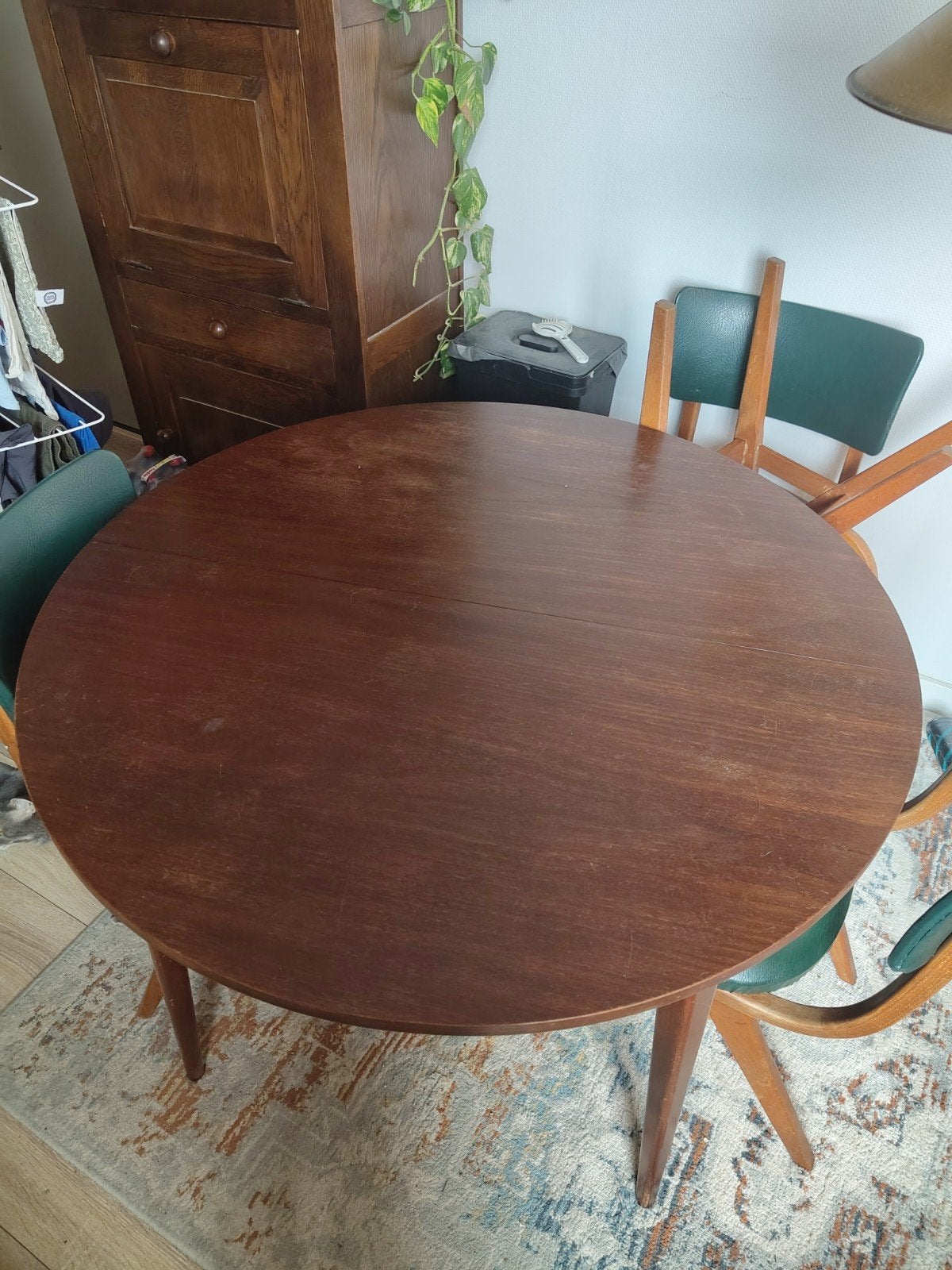 Ronde eettafel uitschuifbaar, Huis en Inrichting, Ophalen, Gebruikt, Rond, Overige houtsoorten