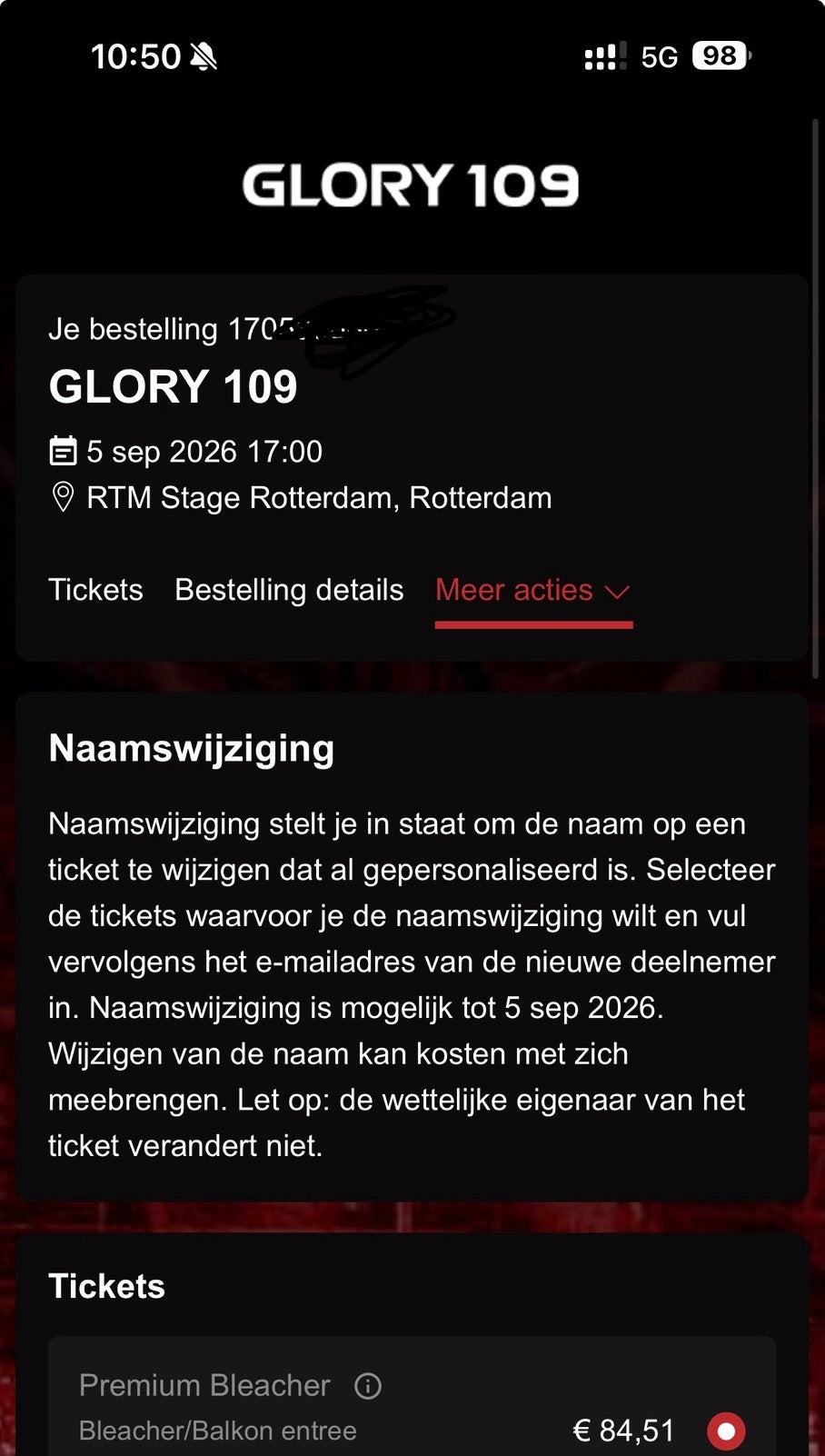 Glory 109, Eén persoon