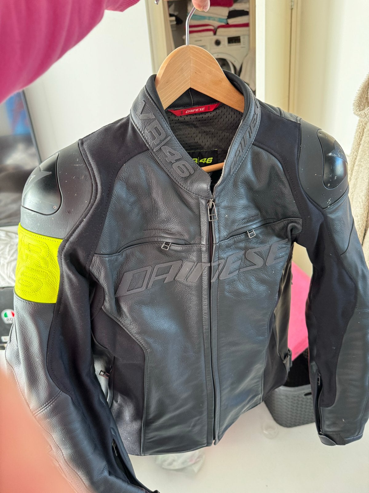 Dainese VR46 Leren Motorjas Heren - Maat 50, Motoren, Ophalen of Verzenden, Tweedehands, Heren, Jas | leer