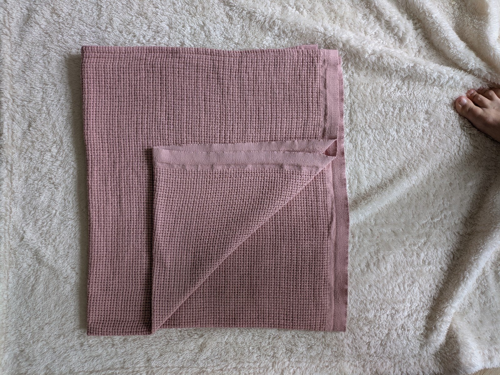 Bambino wafel deken roze 100% katoen 95x85cm, Ophalen, Wasbaar, Gebruikt, Bambino