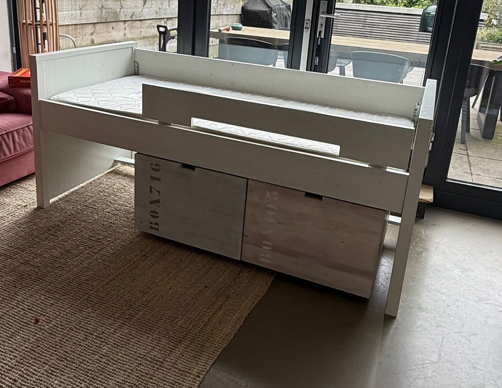 Bopita Halve Hoogslaper met Rolboxen - Duurzame Kwaliteit, Ophalen, 85 tot 100 cm, Zo goed als nieuw, Hoogslaper of Stapelbed