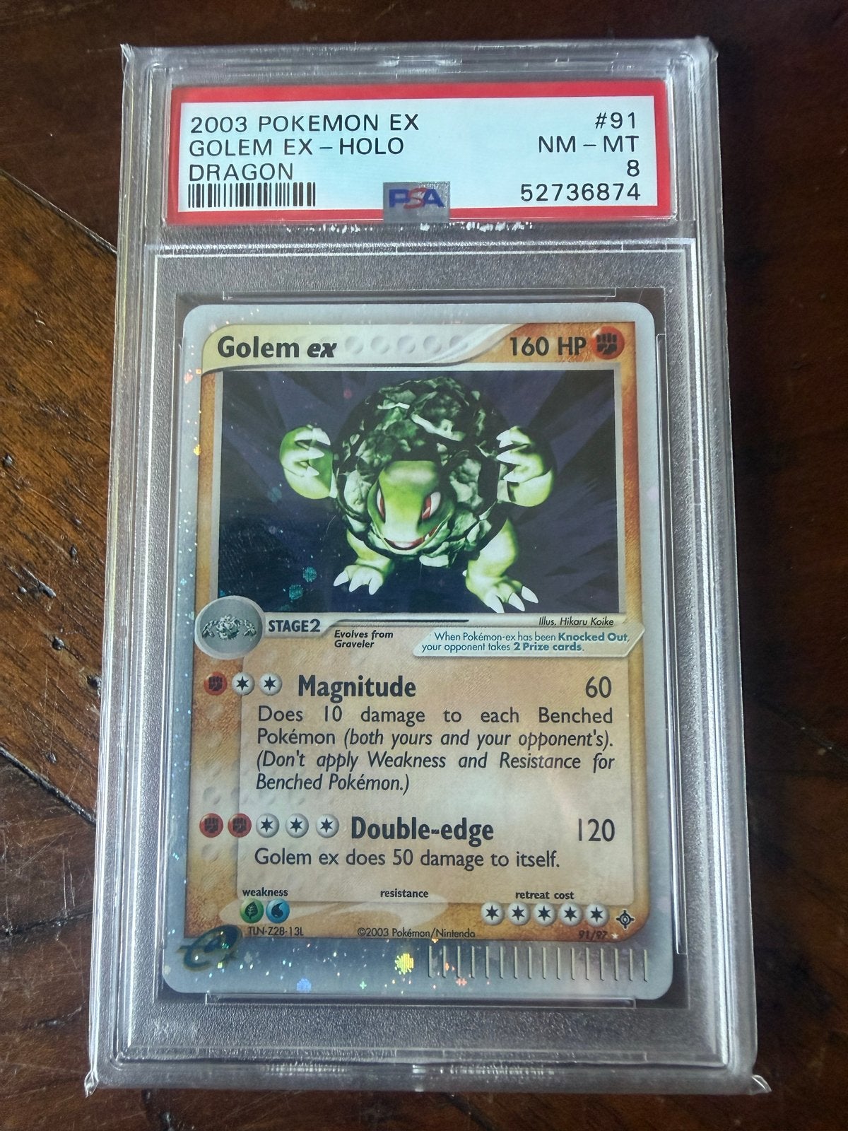 2003 Pokemon EX Golem ex-Holo Dragon PSA 8 NM-MT, Ophalen of Verzenden, Zo goed als nieuw, Losse kaart, Foil