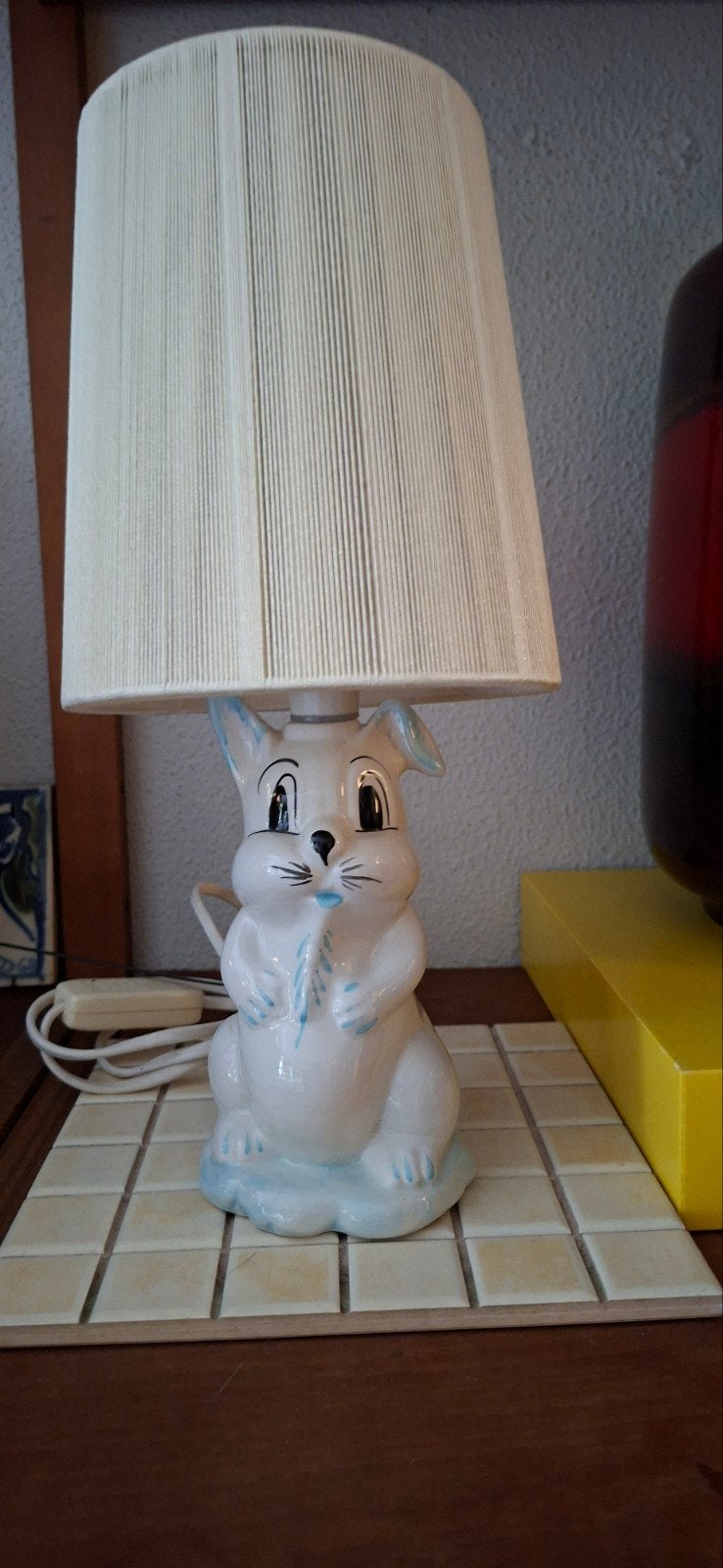 vintage tafellamp, konijn, schemerlampje, kinder kamer., Huis en Inrichting, Lampen | Tafellampen, Ophalen of Verzenden, Vintage