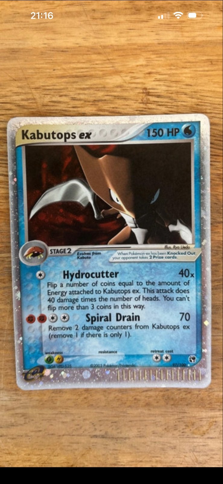 Kabutops ex Pokémon Kaart - Holo Rare, Ophalen of Verzenden, Gebruikt, Losse kaart, Foil